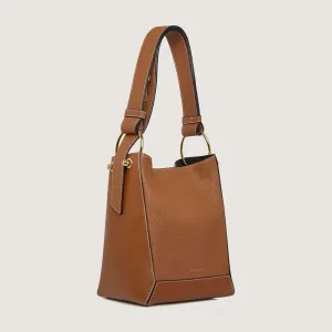 Lana Midi Bucket Bag - Tan with Vanilla Stitch