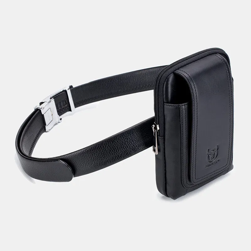 Leather Mini Waist Bag Fashion Black Phone Bag Belt Bag For Women