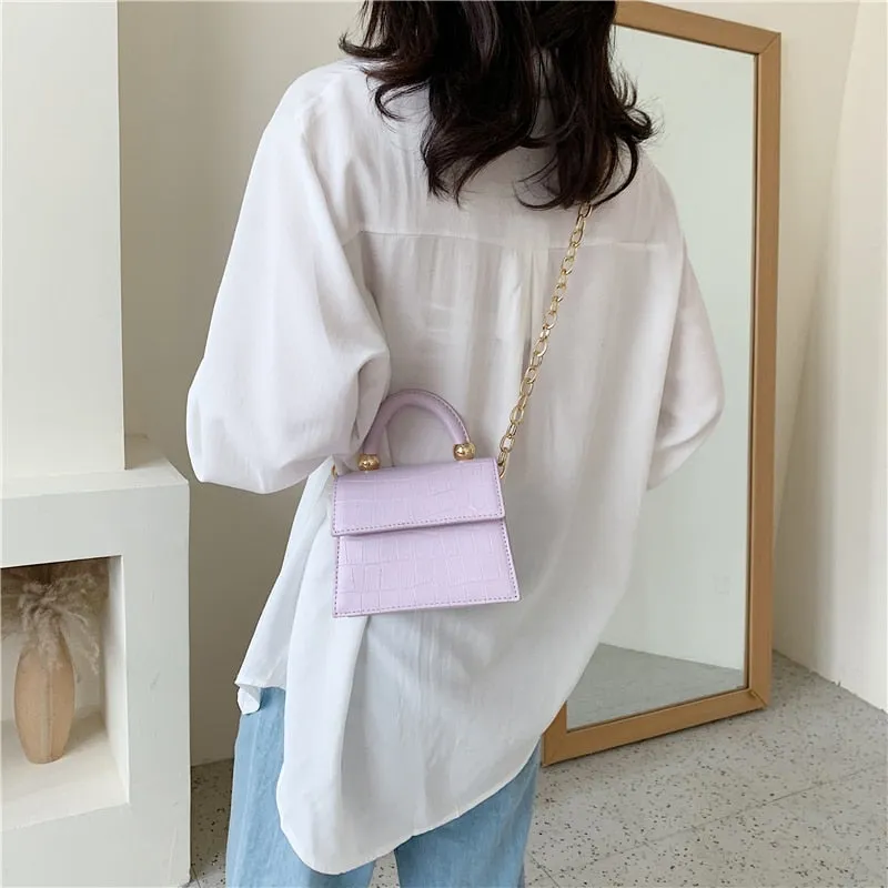 Luxury Stone Pattern Mini PU Leather Cross Bag For Women Shoulder Messenger
