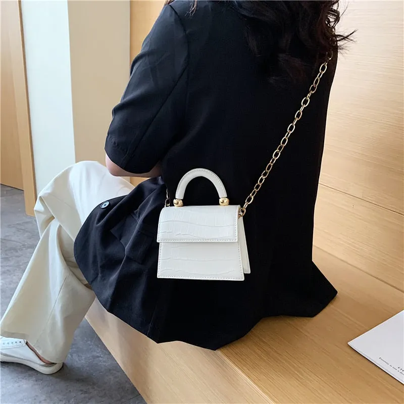 Luxury Stone Pattern Mini PU Leather Cross Bag For Women Shoulder Messenger