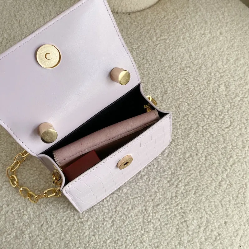 Luxury Stone Pattern Mini PU Leather Cross Bag For Women Shoulder Messenger