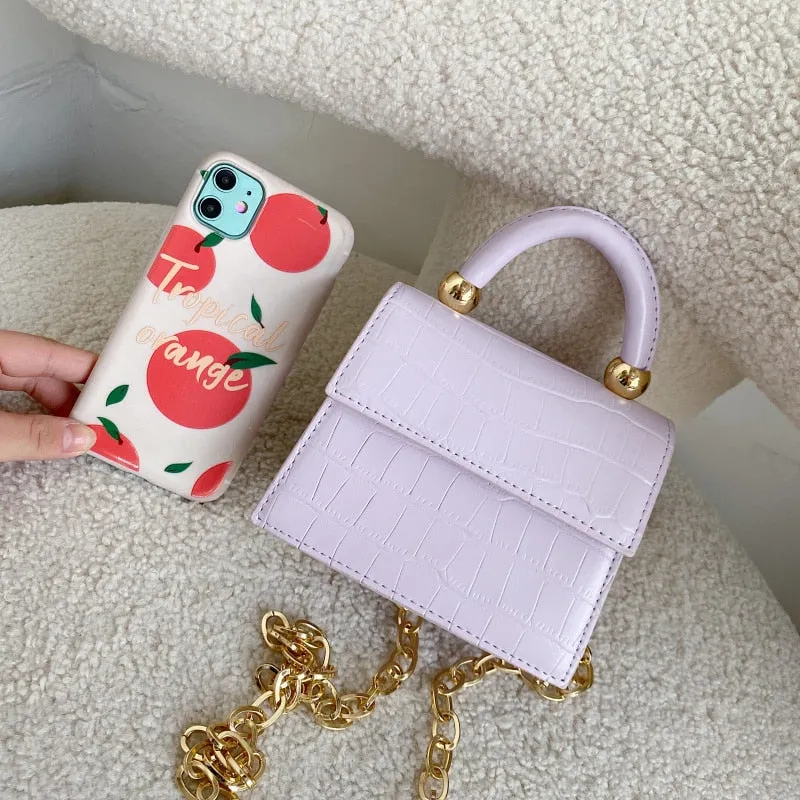 Luxury Stone Pattern Mini PU Leather Cross Bag For Women Shoulder Messenger