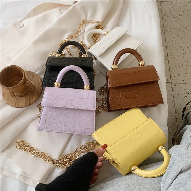 Luxury Stone Pattern Mini PU Leather Cross Bag For Women Shoulder Messenger