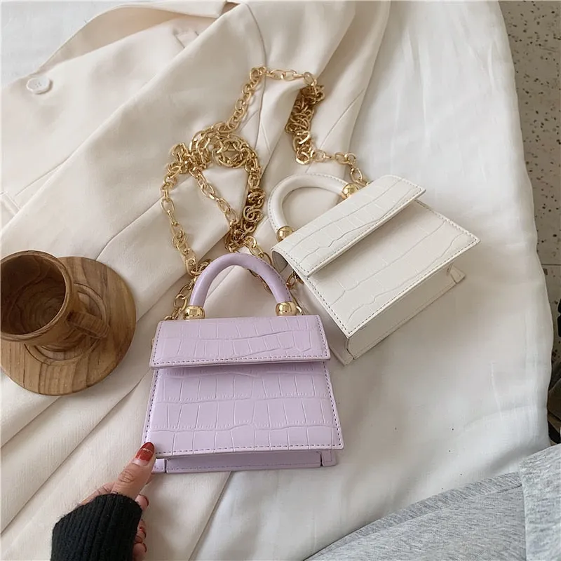Luxury Stone Pattern Mini PU Leather Cross Bag For Women Shoulder Messenger