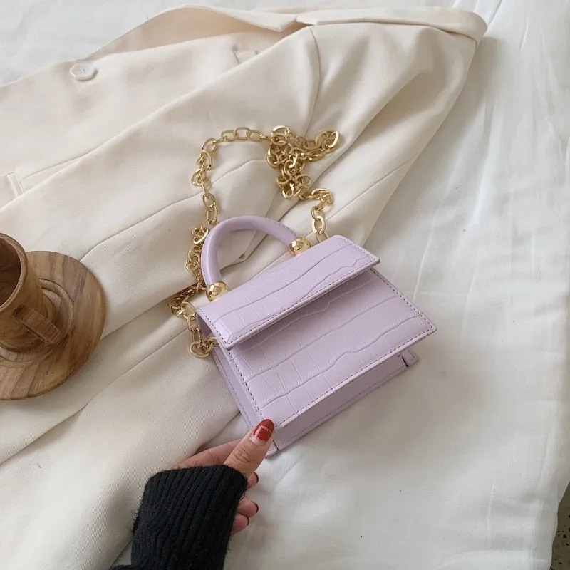 Luxury Stone Pattern Mini PU Leather Cross Bag For Women Shoulder Messenger