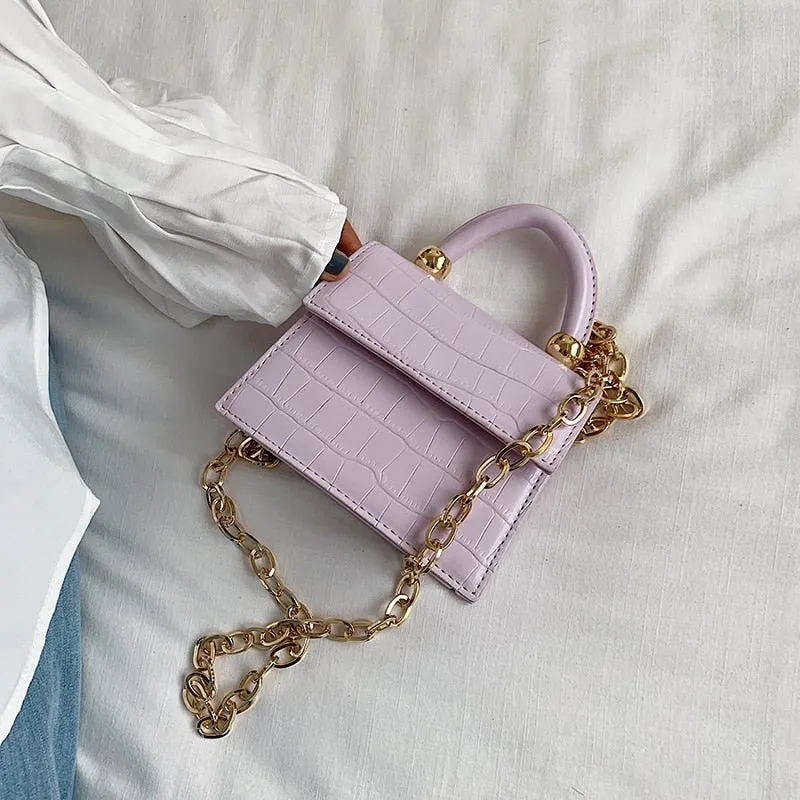 Luxury Stone Pattern Mini PU Leather Cross Bag For Women Shoulder Messenger