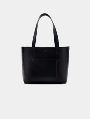 Maddox Vegan Leather Tote Bag | Black & Cobalt Blue