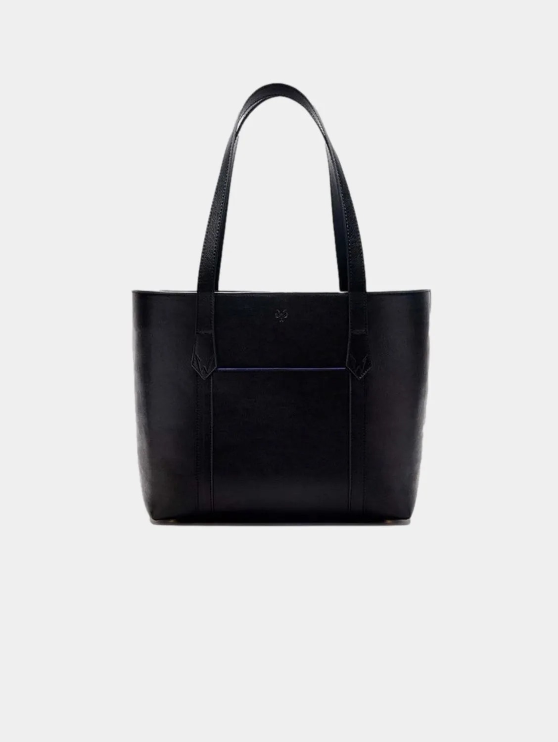 Maddox Vegan Leather Tote Bag | Black & Cobalt Blue
