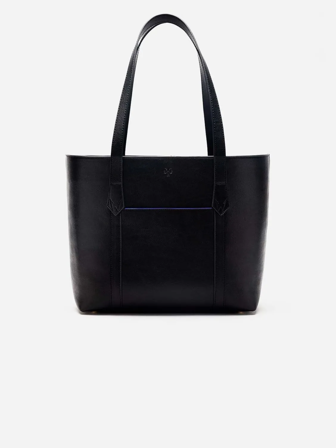 Maddox Vegan Leather Tote Bag | Black & Cobalt Blue
