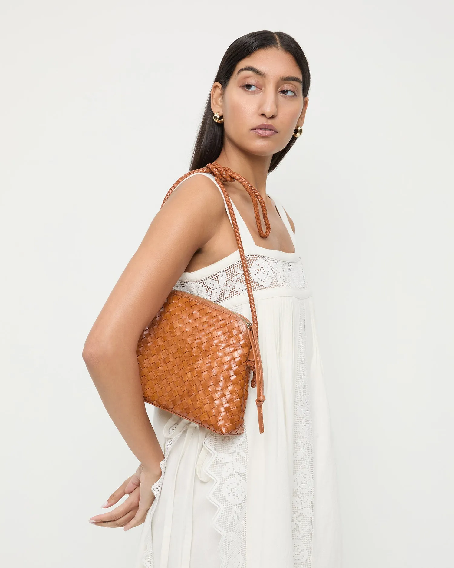 Mallory Timber Brown Woven Crossbody