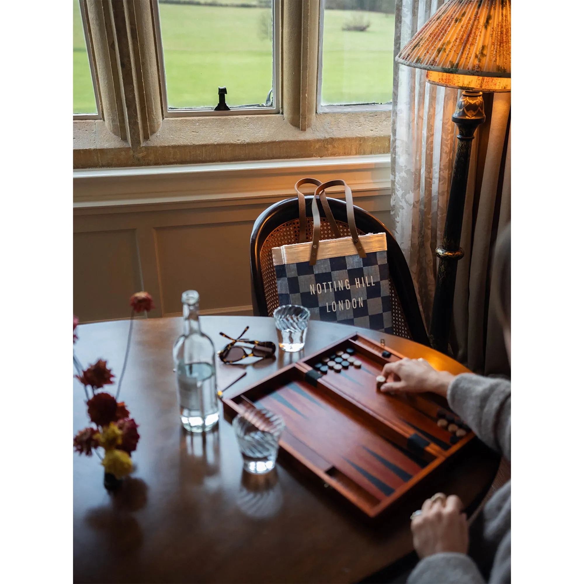 Market Bag in Navy Checker