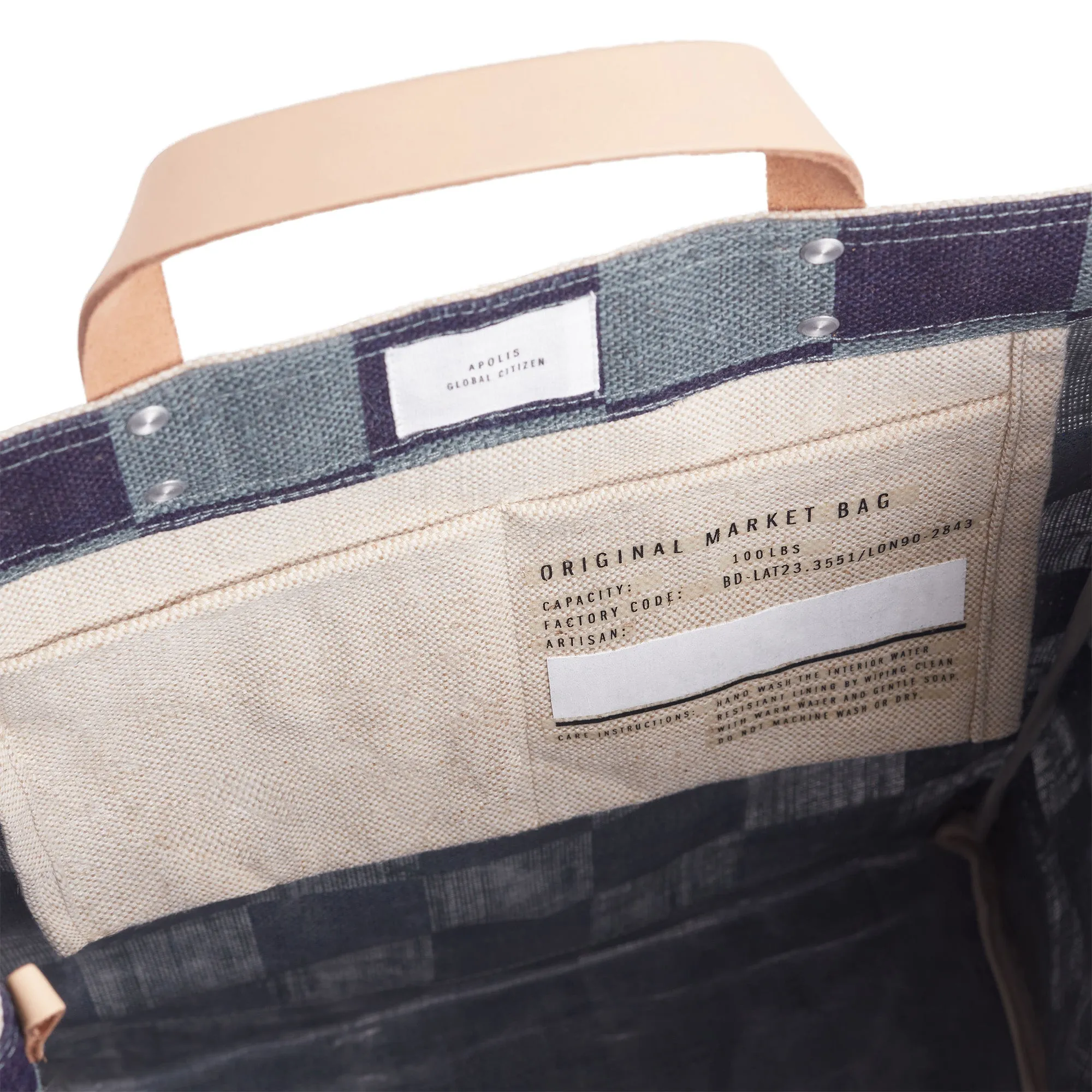 Market Bag in Navy Checker
