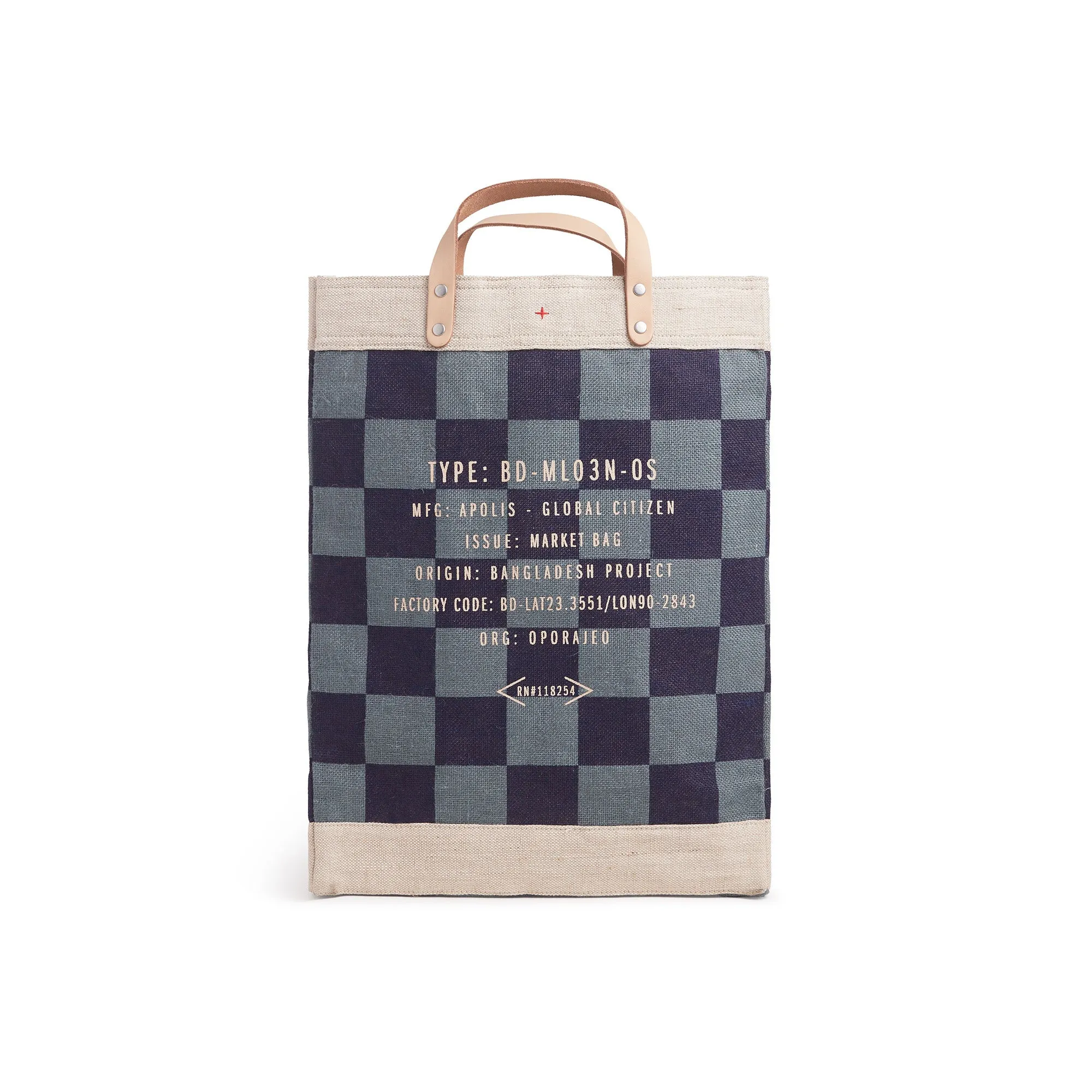 Market Bag in Navy Checker