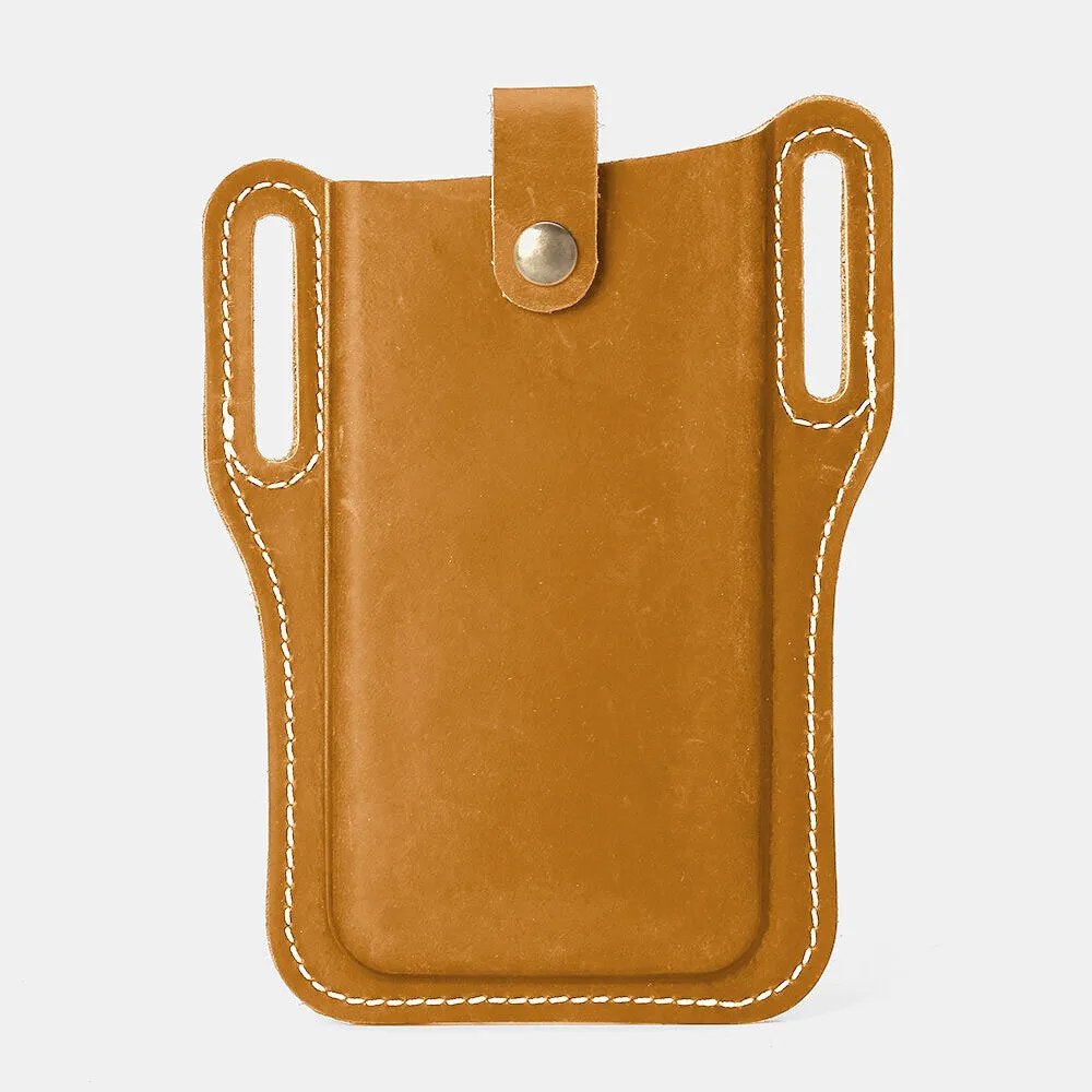 Men Genuine Leather Vintage 6.3 inch Phone Bag Waist Bag Pouch Leather Belt Bag Purse