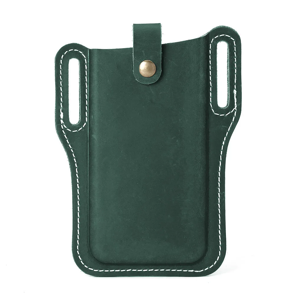 Men Genuine Leather Vintage 6.3 inch Phone Bag Waist Bag Pouch Leather Belt Bag Purse