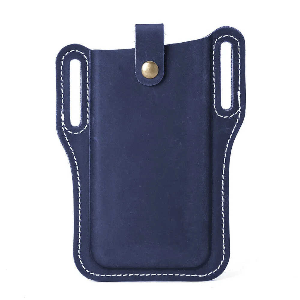 Men Genuine Leather Vintage 6.3 inch Phone Bag Waist Bag Pouch Leather Belt Bag Purse