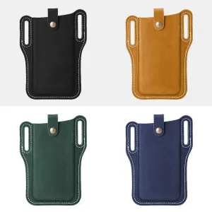 Men Genuine Leather Vintage 6.3 inch Phone Bag Waist Bag Pouch Leather Belt Bag Purse