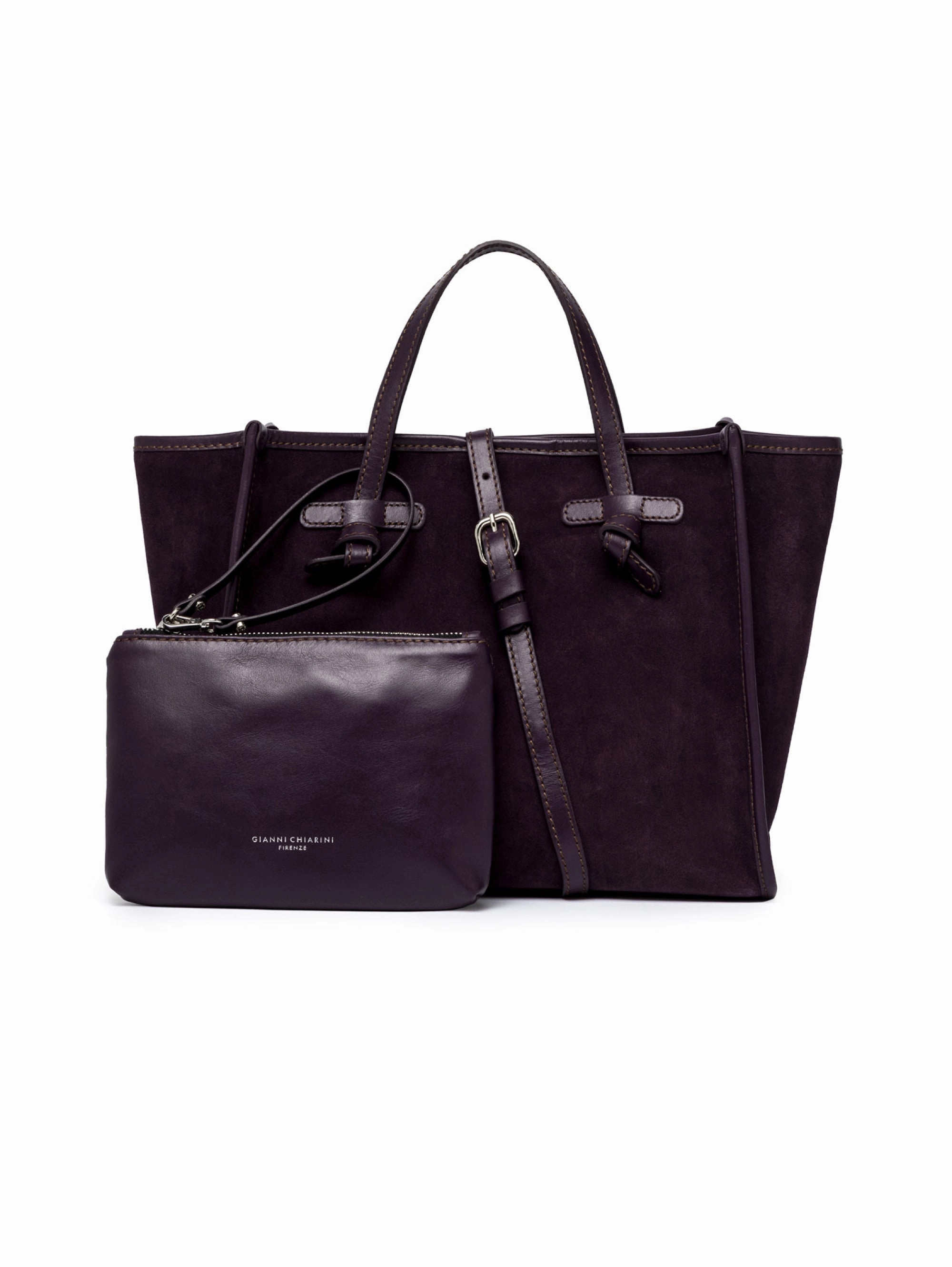 Miss Marcella 32 Plum Suede Handbag
