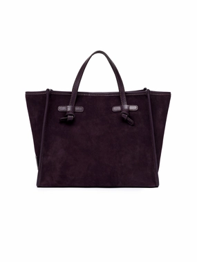 Miss Marcella 32 Plum Suede Handbag