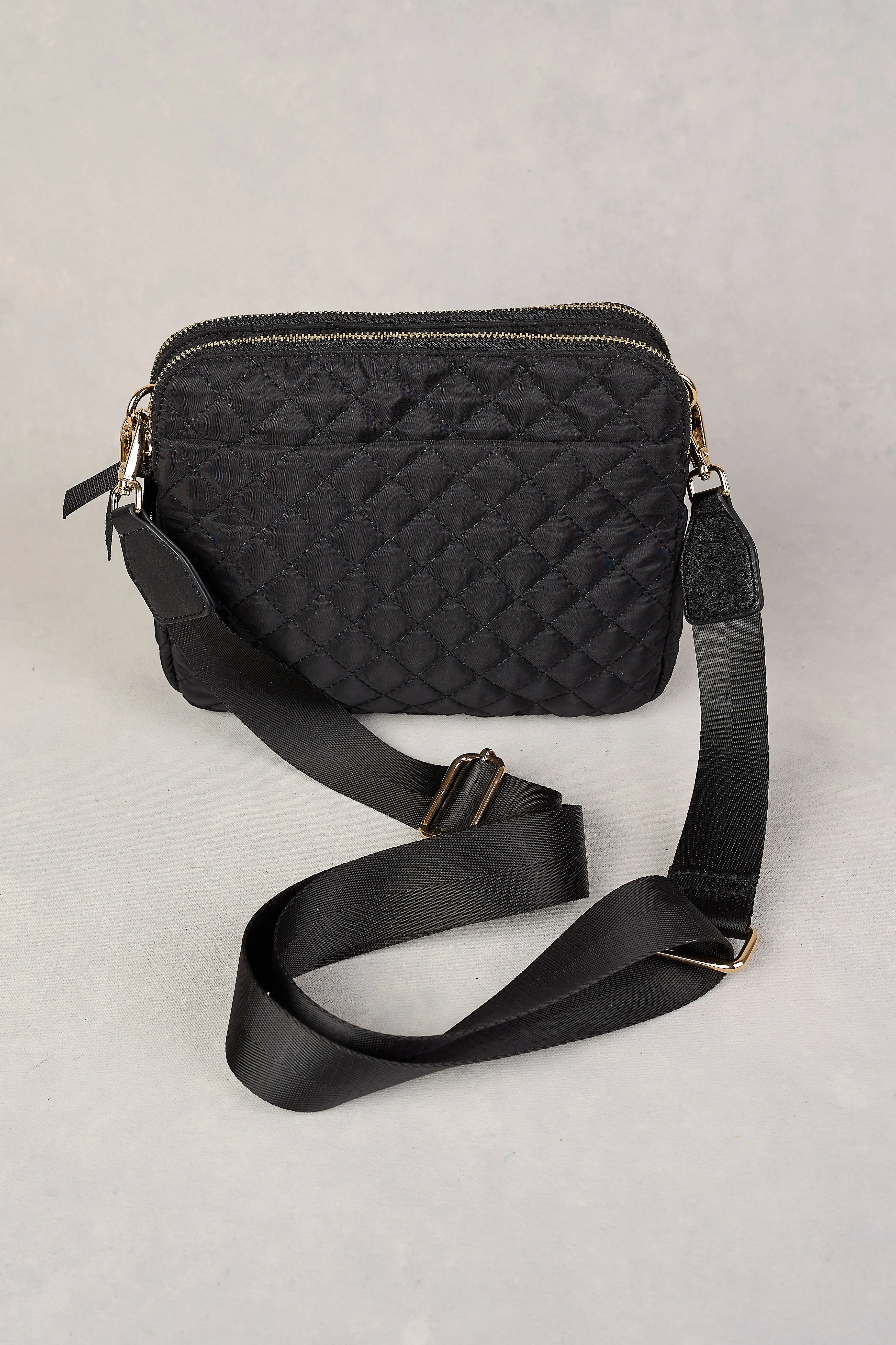 Naomi Quilted Crossbody Bag - Black