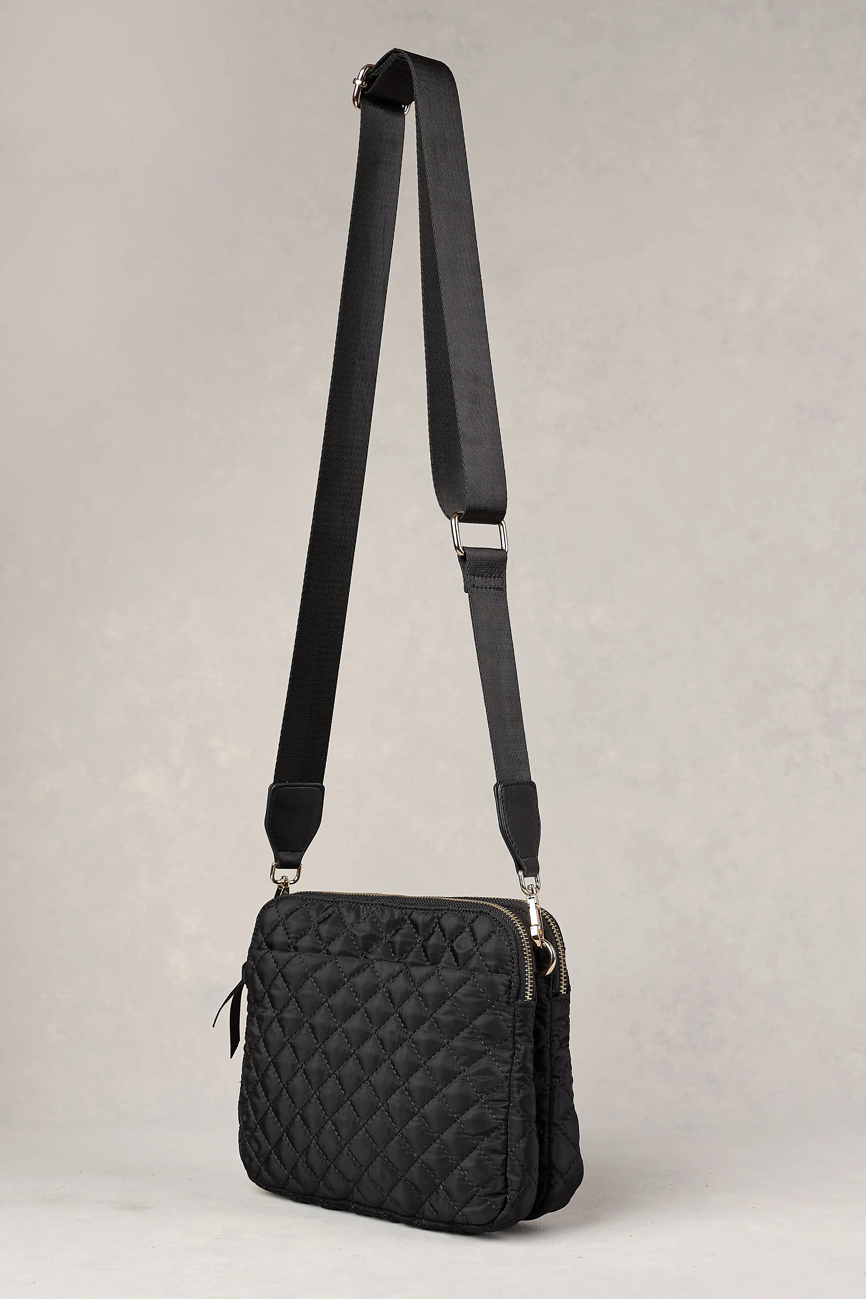 Naomi Quilted Crossbody Bag - Black