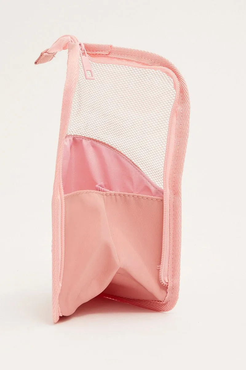Pink Travel Makeup Brush Organizer Bag Cosmetic Bag