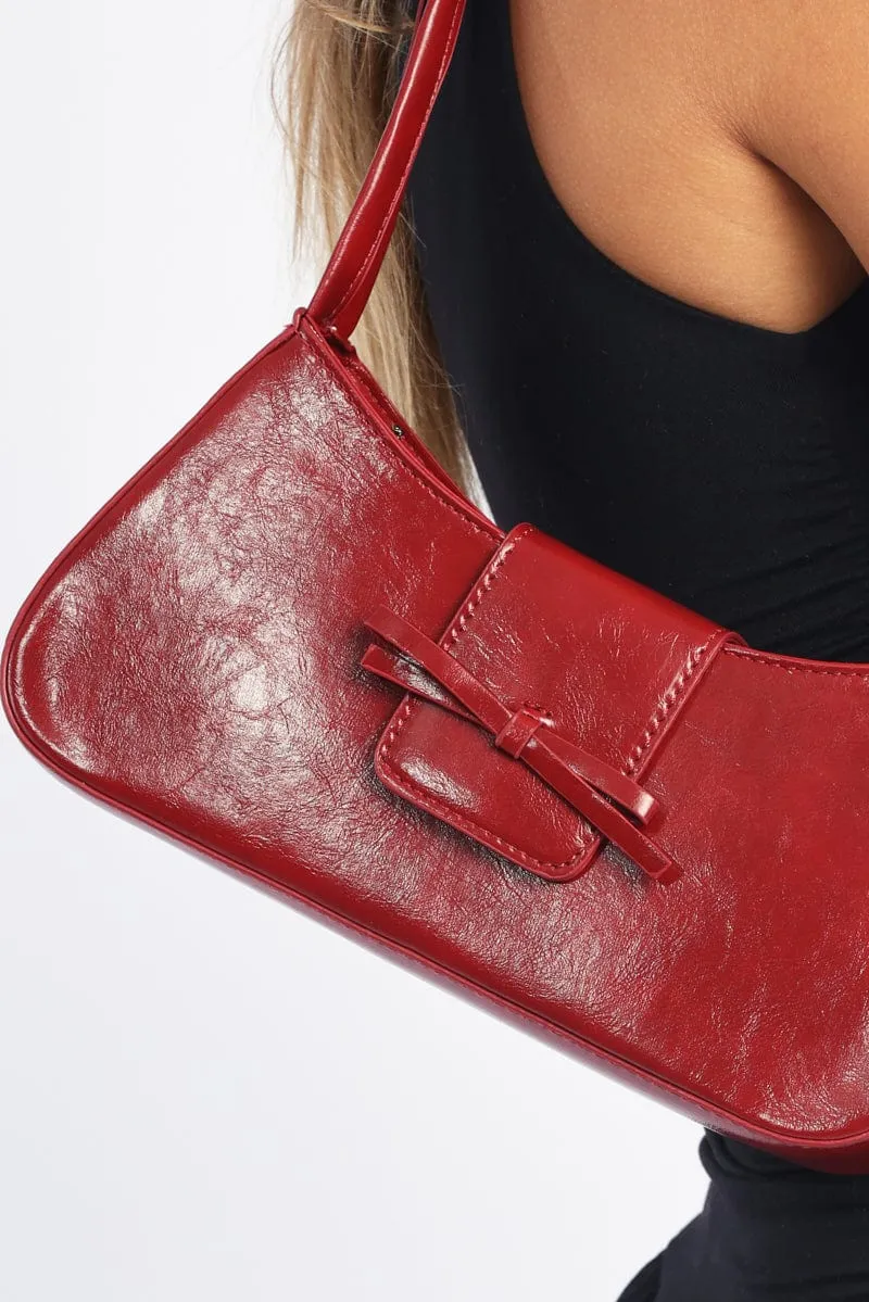 Red Bow Detail Shoulder Bag