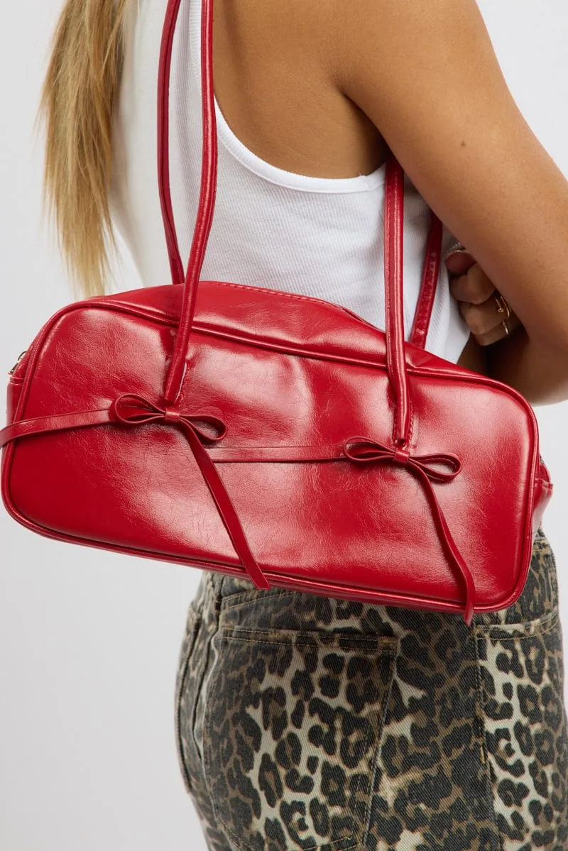Red Bow Detail Shoulder Bag
