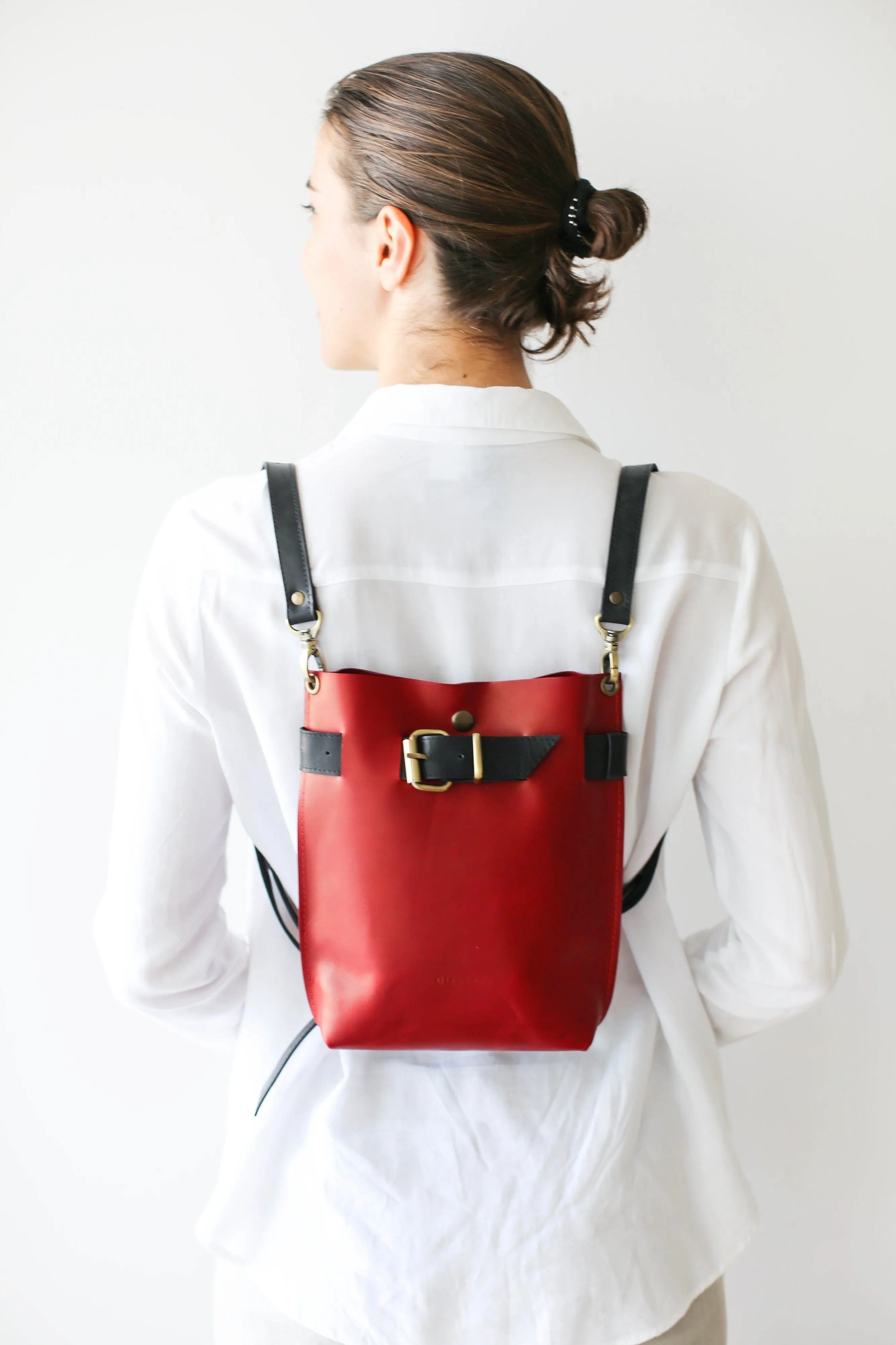 Red w/Black Leather Bag