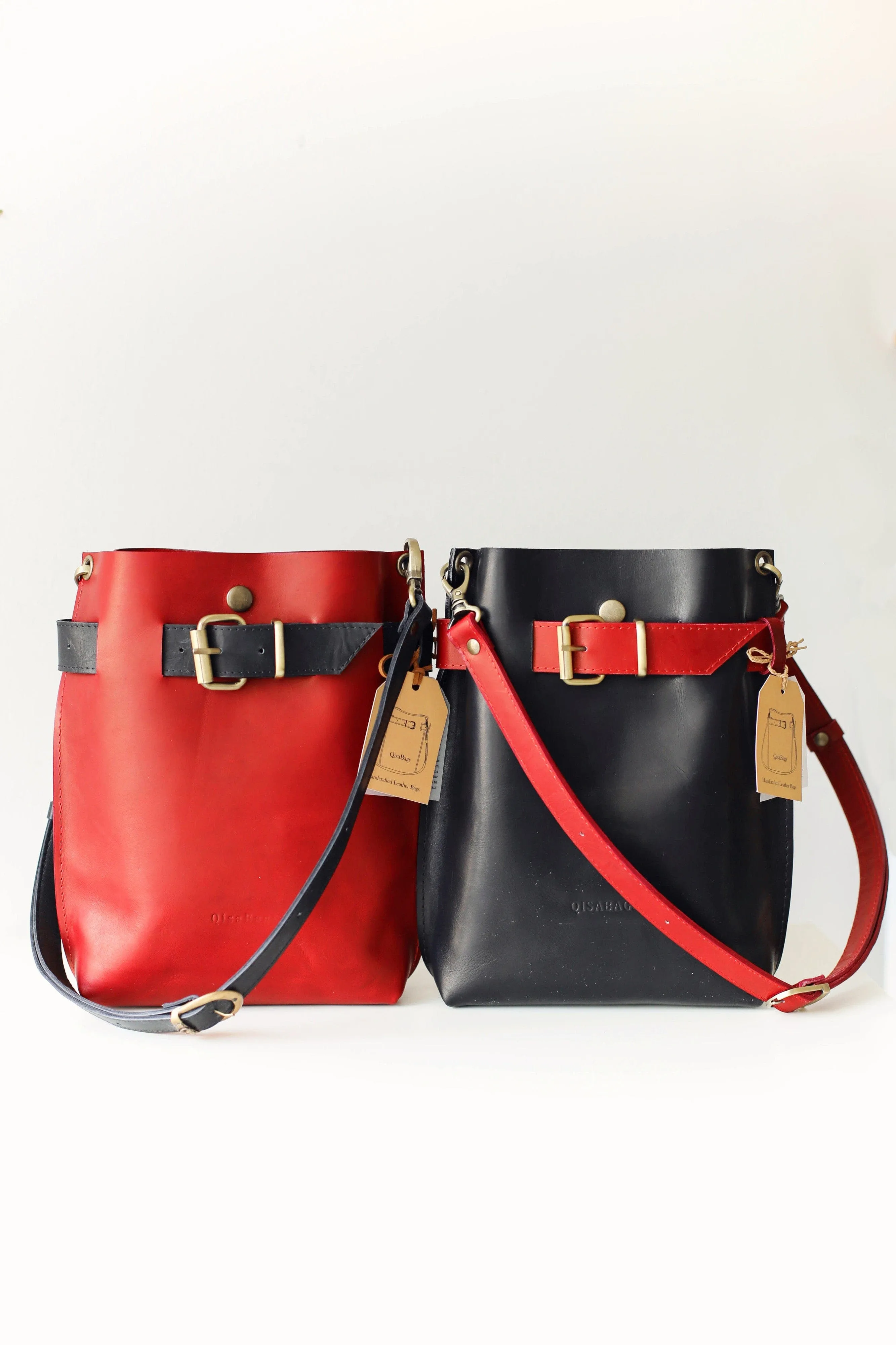 Red w/Black Leather Bag