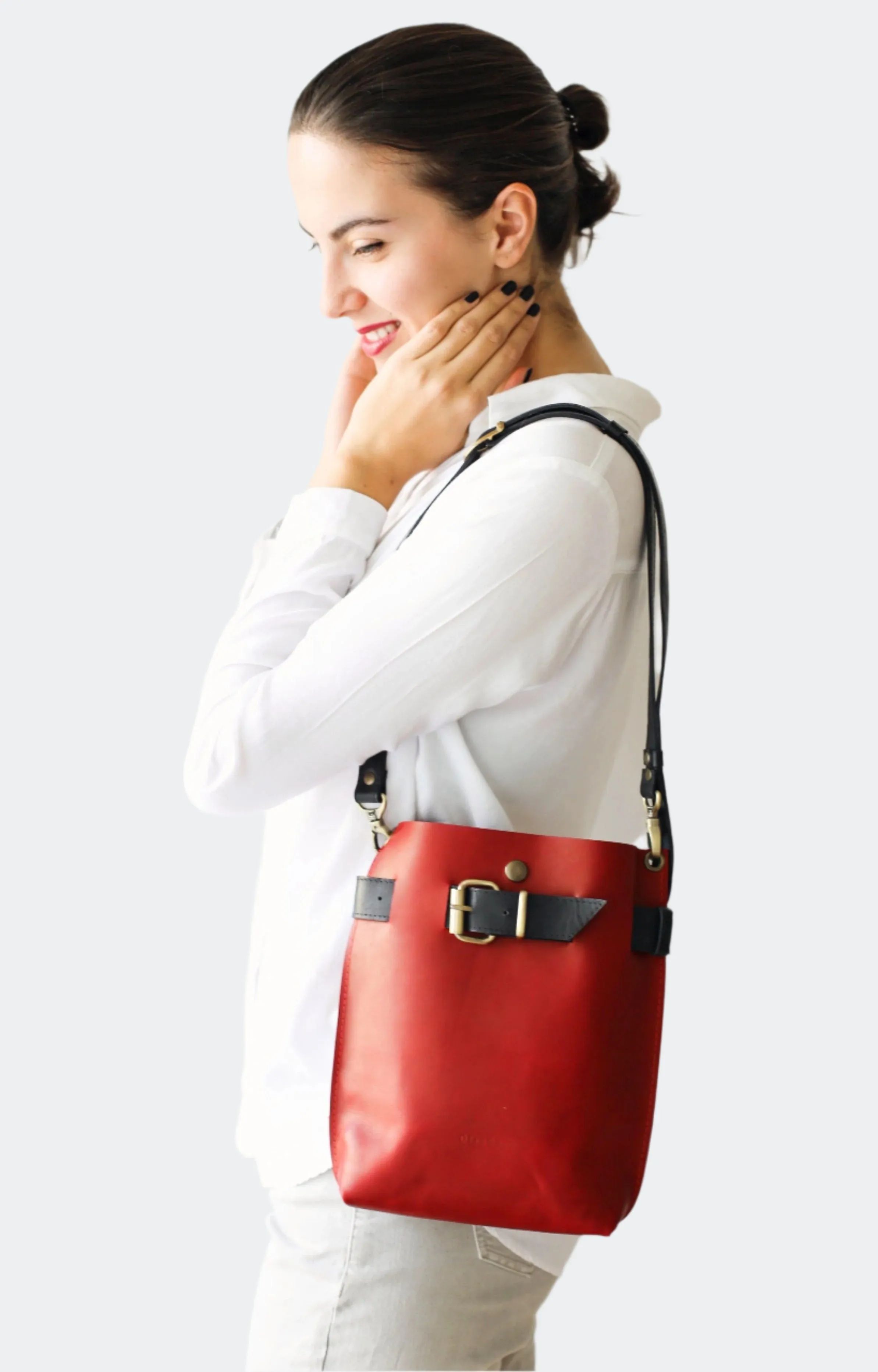 Red w/Black Leather Bag