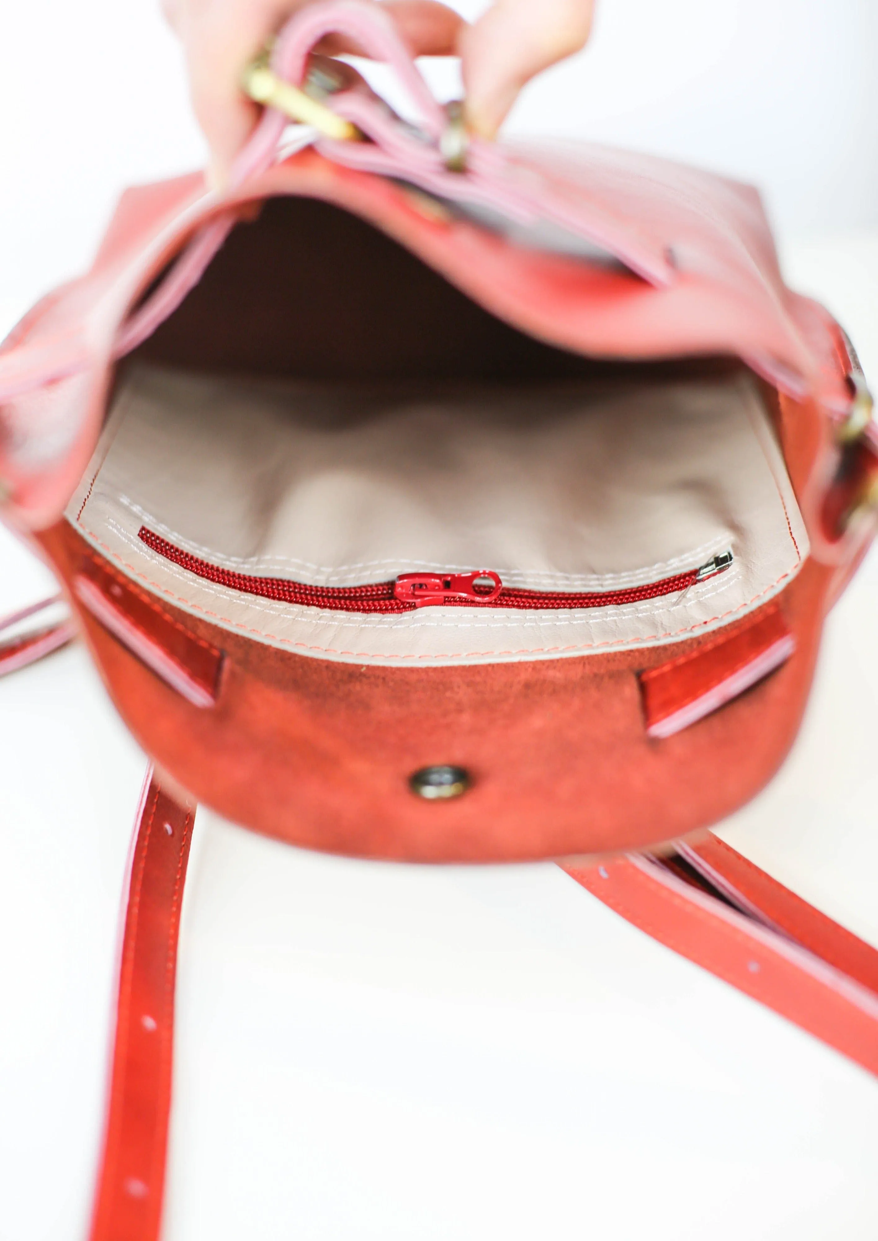Red w/Black Leather Bag