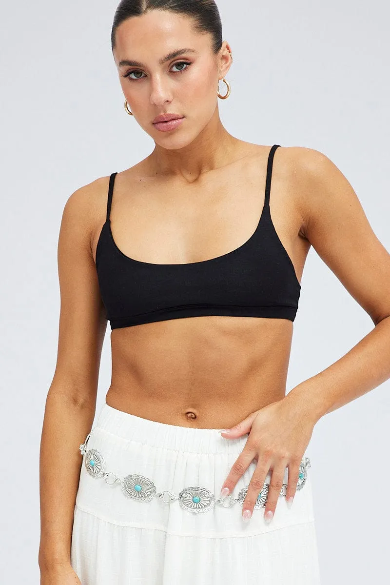 Silver Chain Studded Disk Circle Belt