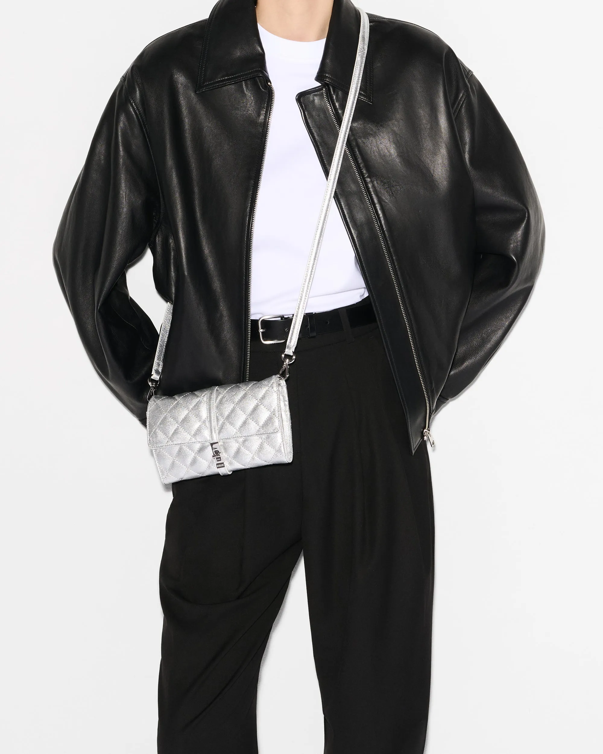Silver Leather Astor Convertible Crossbody