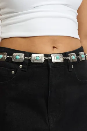 Silver Rectangle Chain Belt