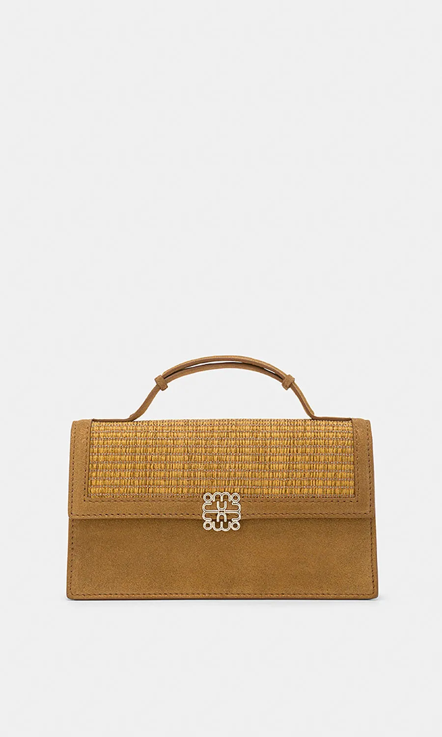 Sophia Bag in Raffia Suede and Lamé - Caramel