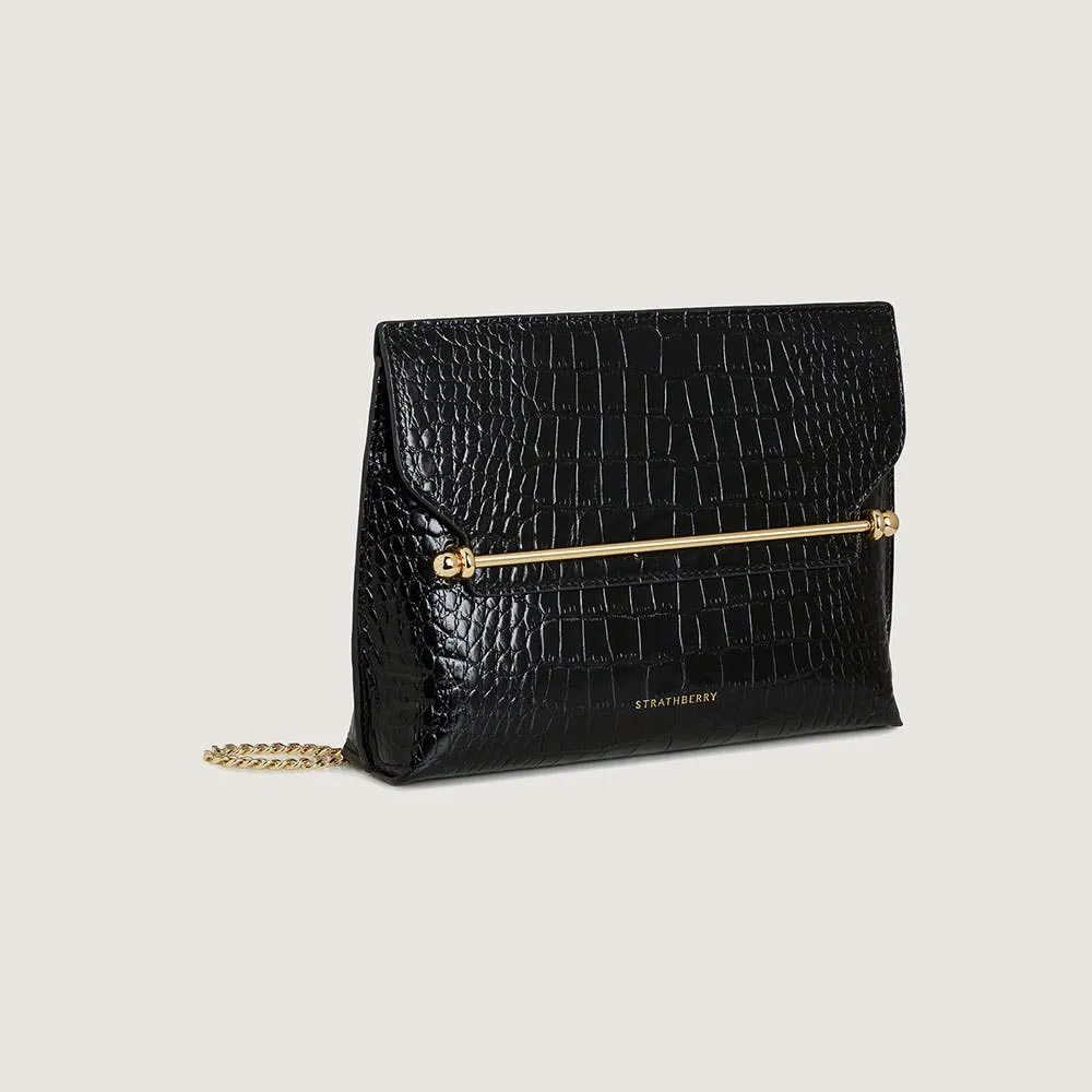 Stylist - Croc-Embossed Leather Black