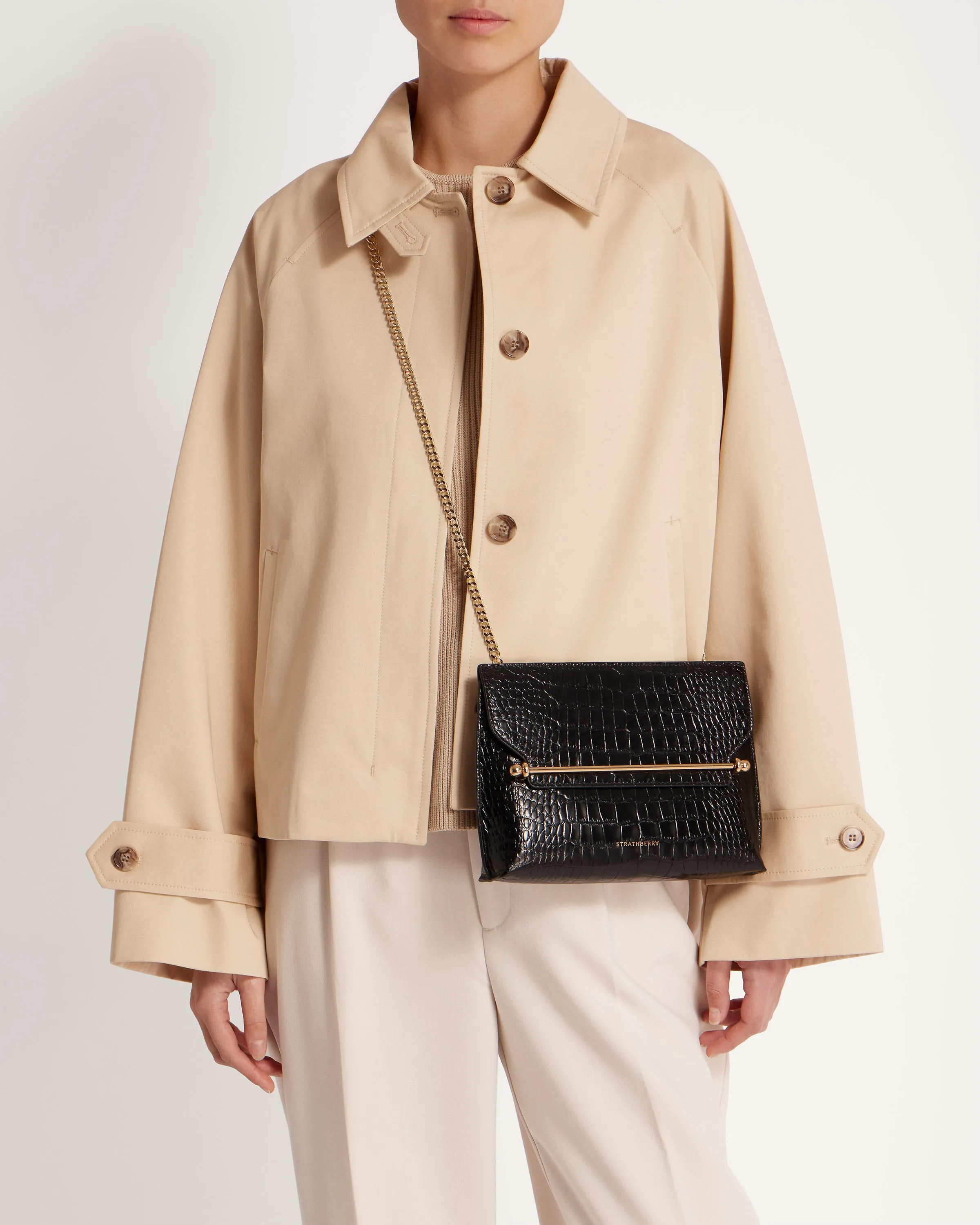 Stylist - Croc-Embossed Leather Black
