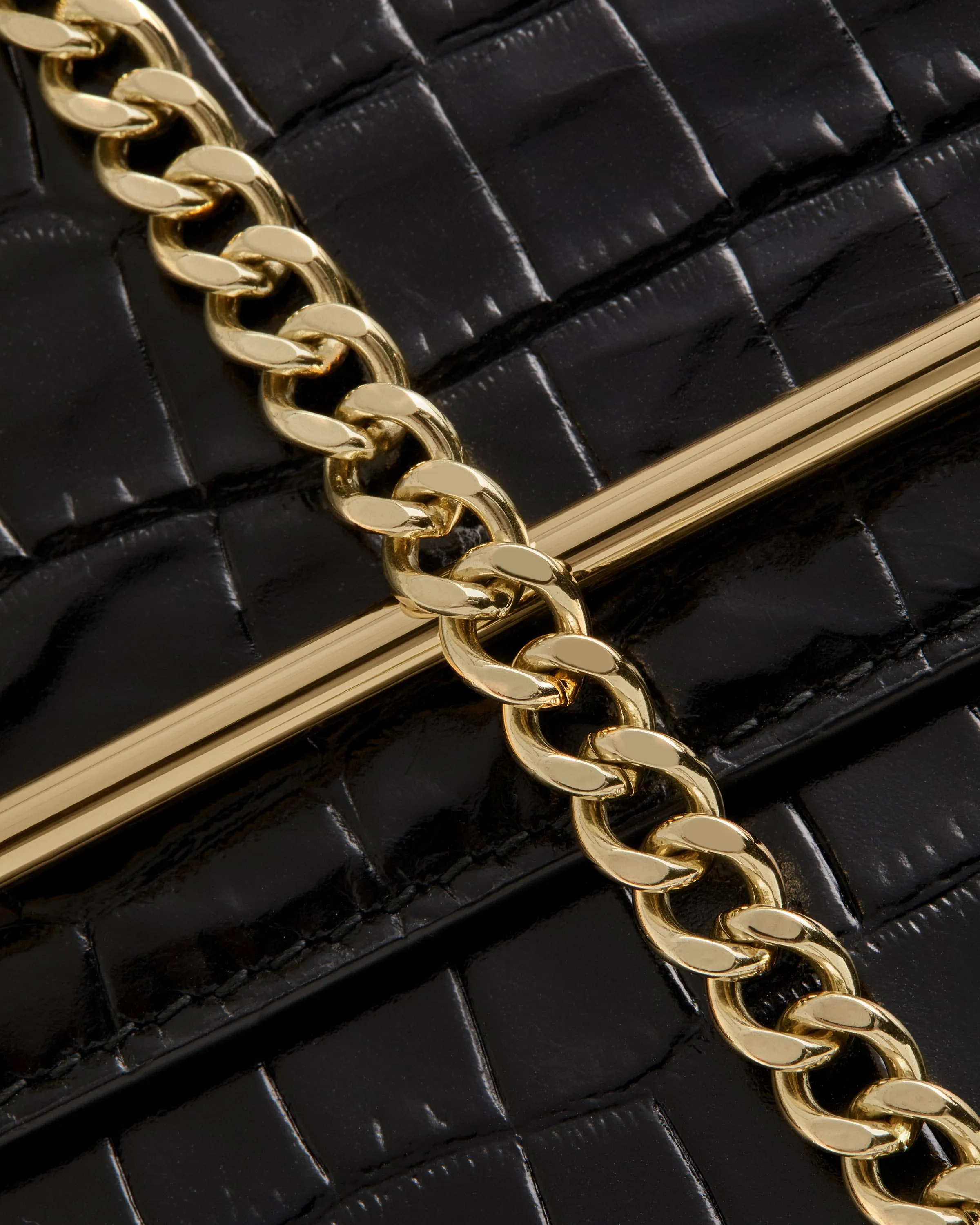 Stylist - Croc-Embossed Leather Black