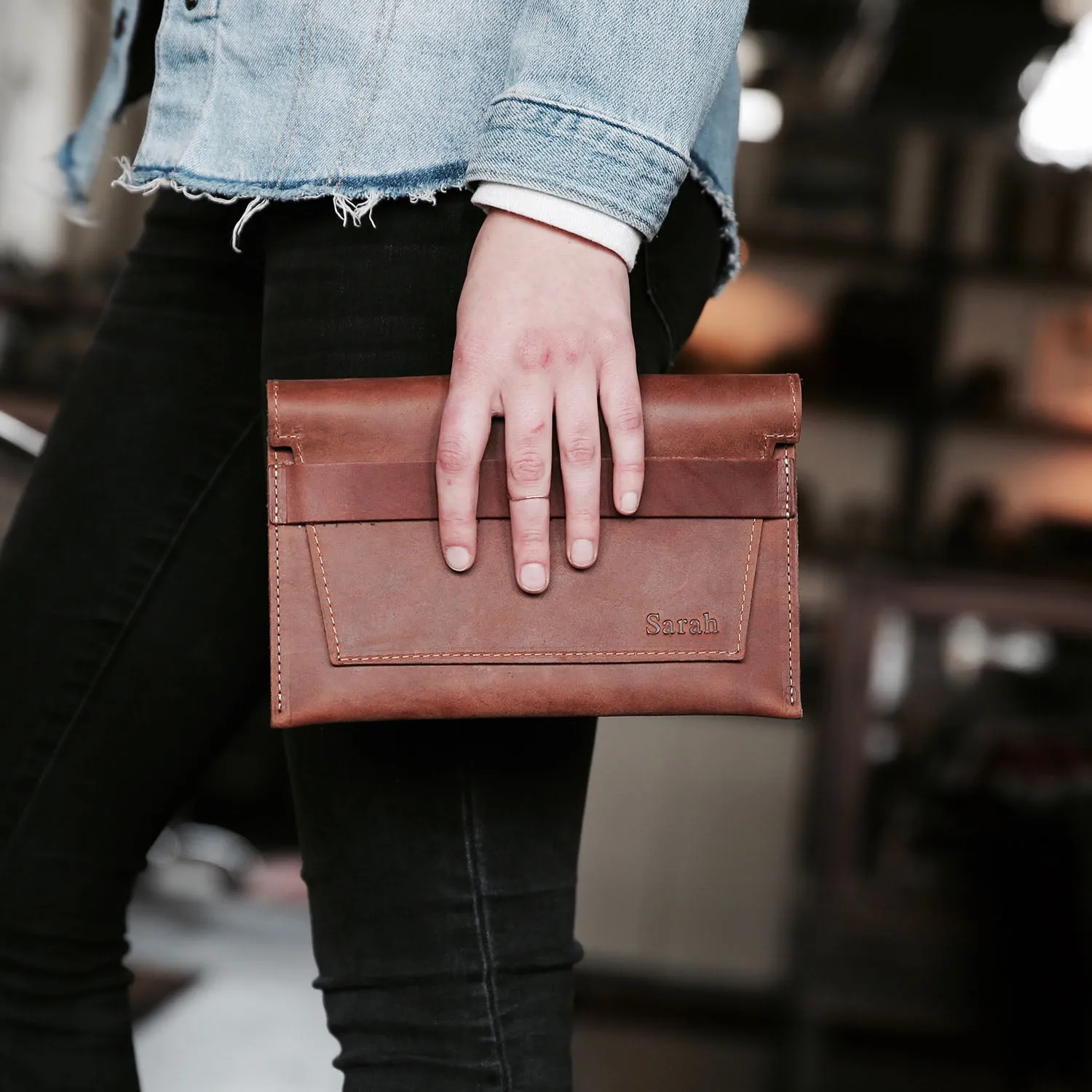 The Moriah Fine Leather Clutch With Optional Insert