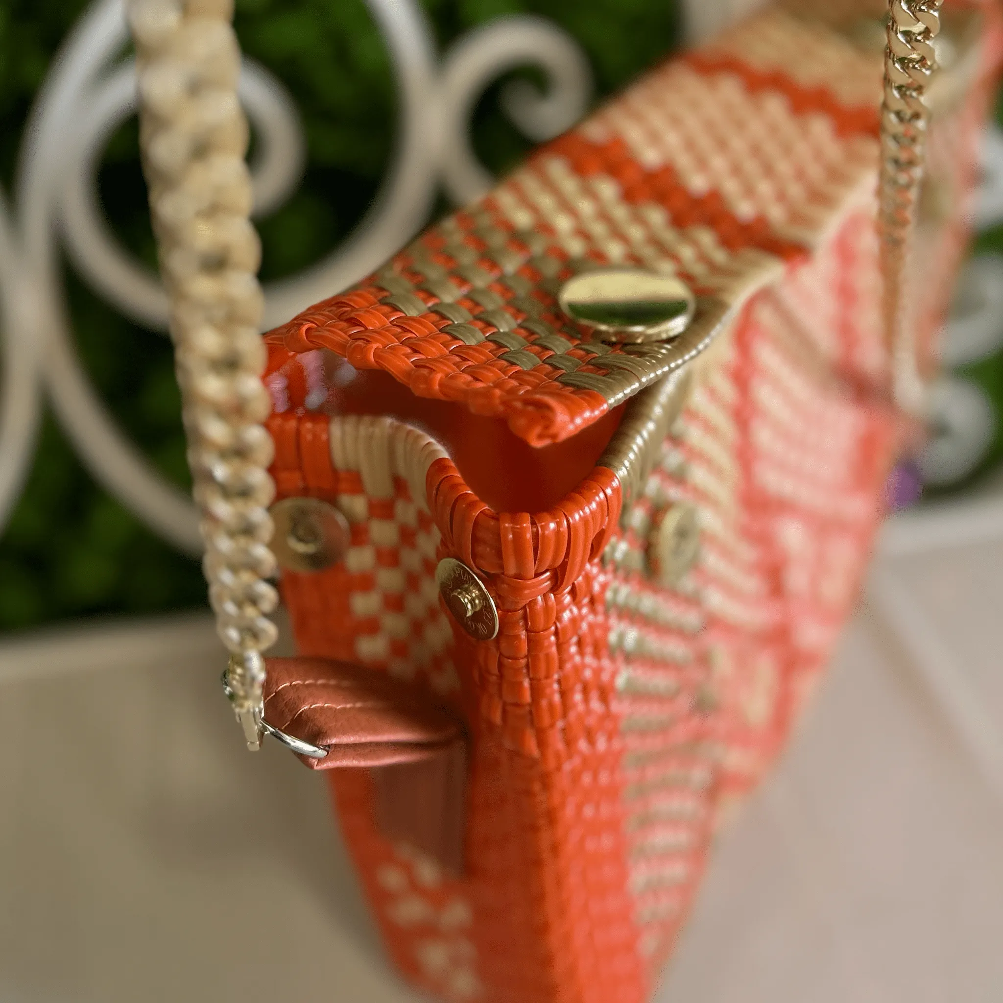 Upcycled Handwoven Crossbody   -  Orange Crush