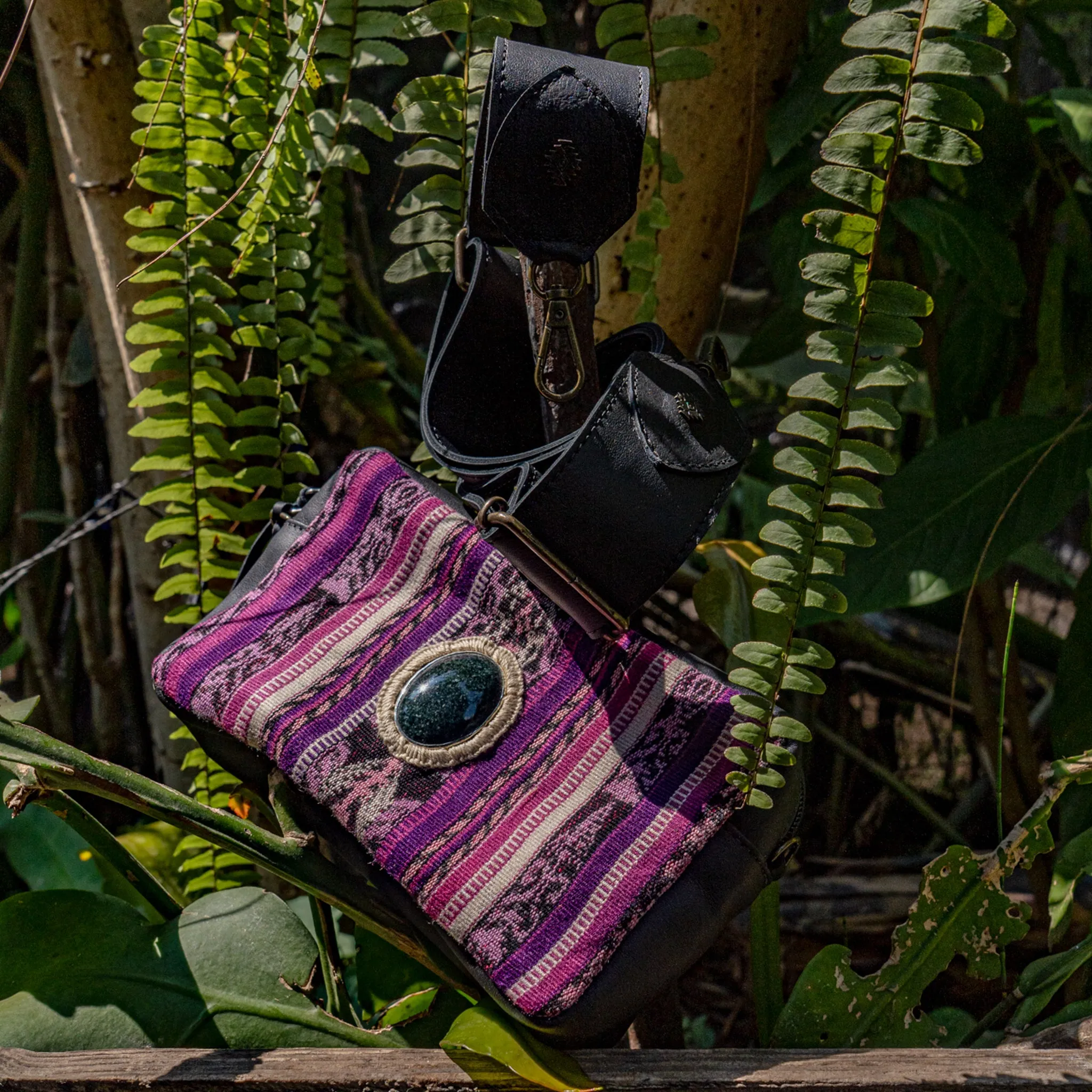 WANDER CROSSBODY BAG   STRAP SET - CORTE WITH JADE - BLACK - NO. 15544