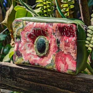 WANDER CROSSBODY BAG   STRAP SET - OOAK HUIPIL WITH JADE - EMERALD - NO. 15551