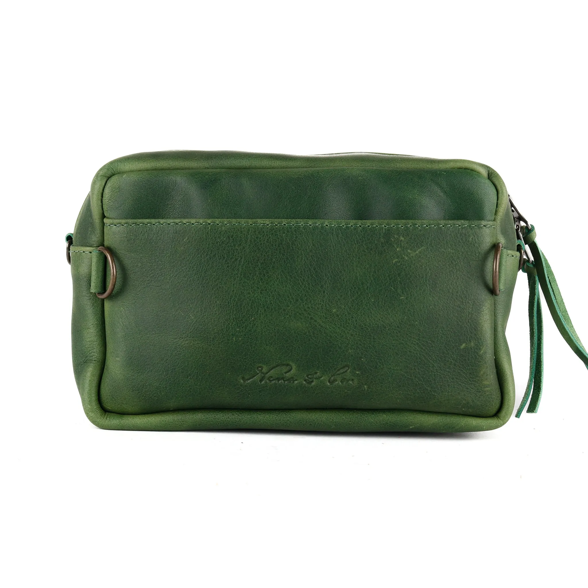 WANDER CROSSBODY BAG   STRAP SET - OOAK HUIPIL WITH JADE - EMERALD - NO. 15551