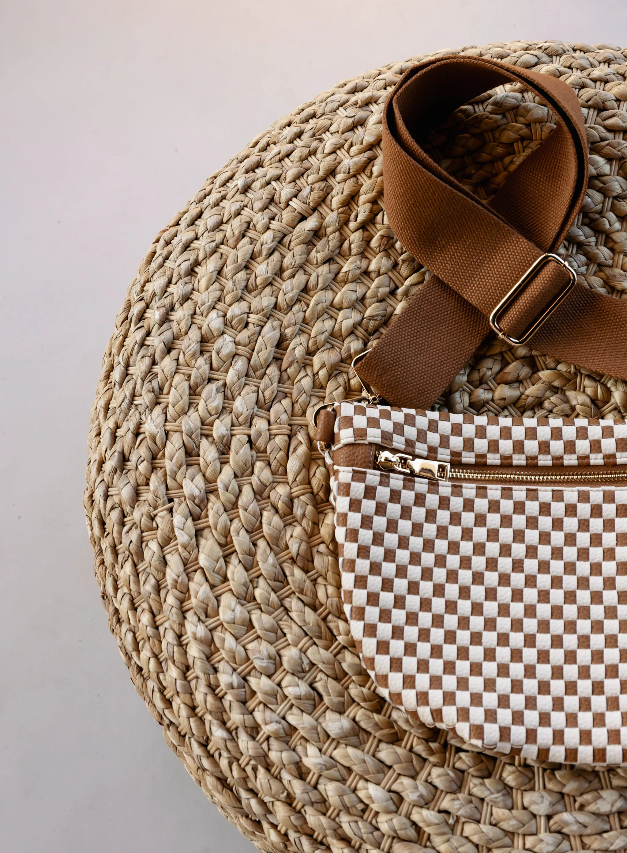 Westlyn Woven Bum Bag - Checkered Brown