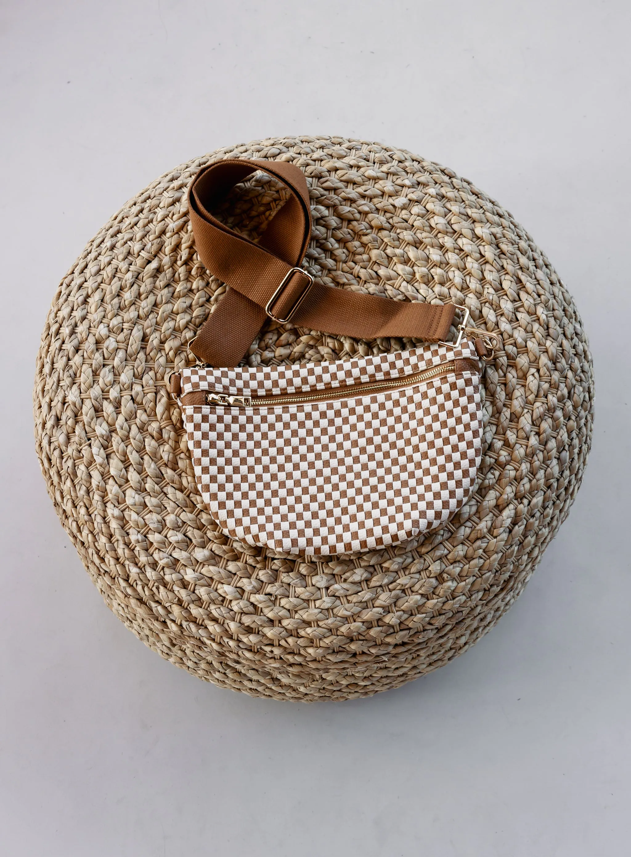 Westlyn Woven Bum Bag - Checkered Brown