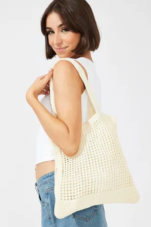 White Crochet Shopper Bag
