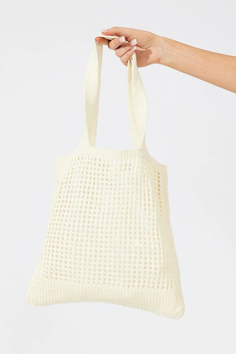 White Crochet Shopper Bag