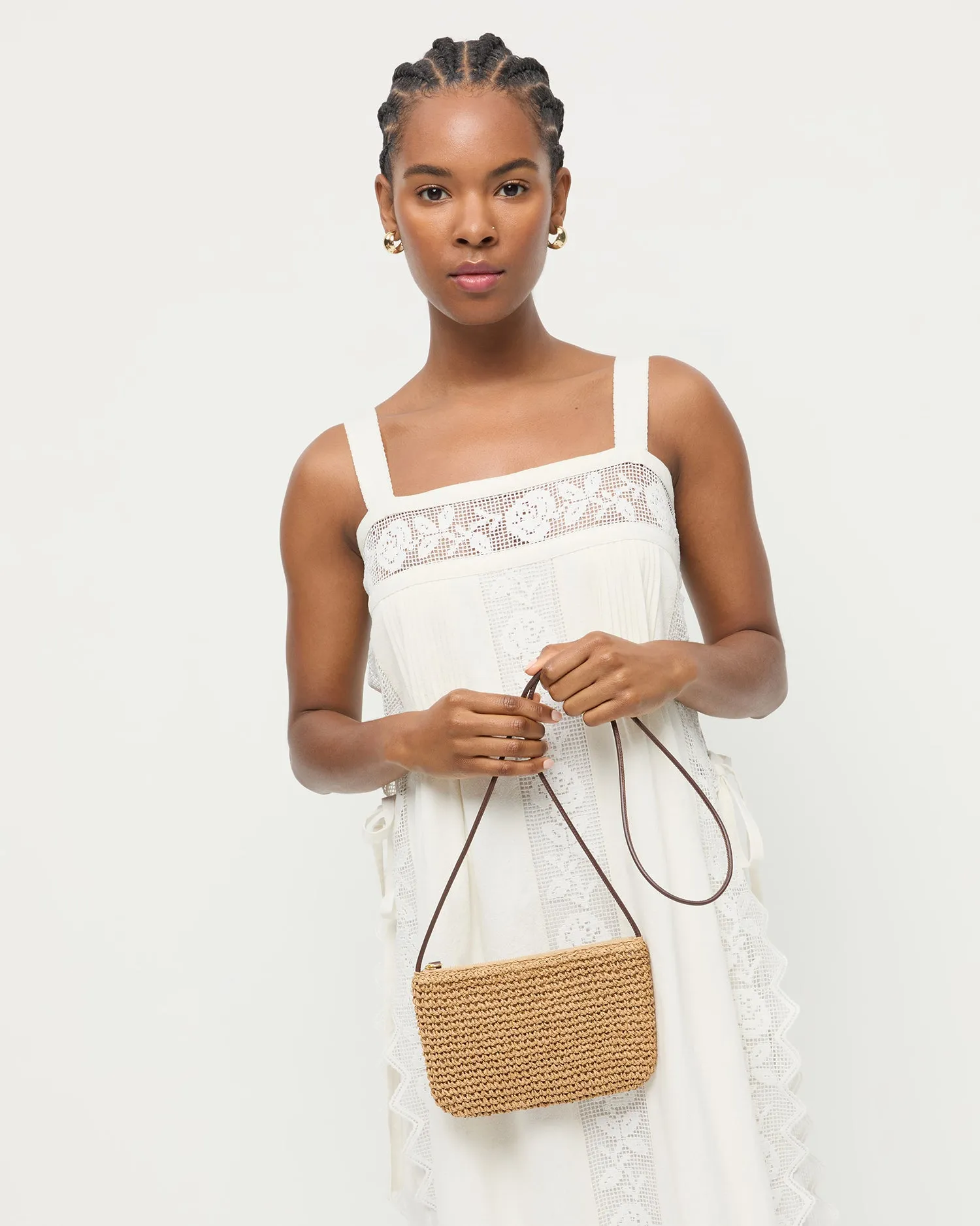 Yasmine Brown/Espresso Crochet Crossbody